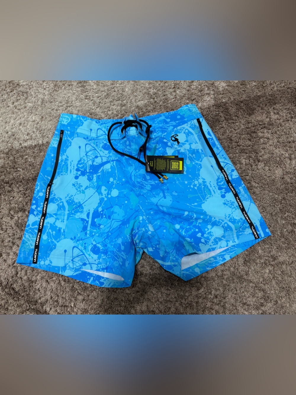 Tucann Splatter Swim Shorts Blue - 5"